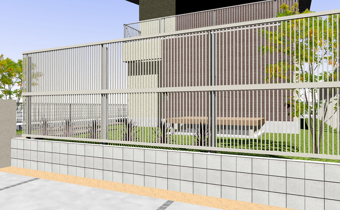 シンプレオ フェンスTB5型 たて格子 2段支柱 自立建て用