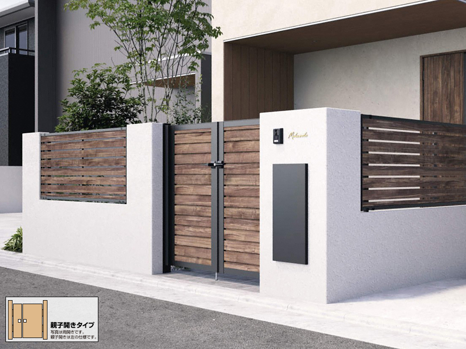 形材門扉 シャトレナⅡ YM型 横目隠し 親子開き